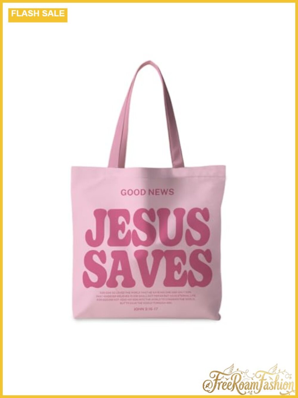 Christian Tote Bag Good News Religious Canvas Reusable Shopping Bag